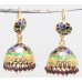 Earrings Enamel Meena Jhumki Dangle Sterling Silver 925 Gold Rhodium Maroon Beads Traditional E517